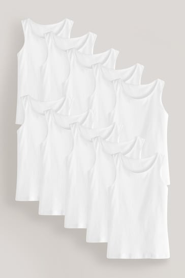 White 10 Pack Vests (1.5-16yrs)