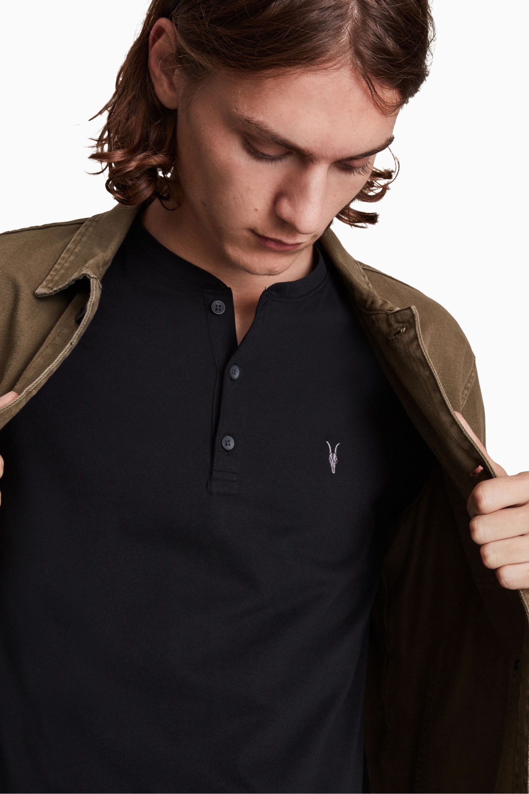 All saints grail long sleeve polo on sale