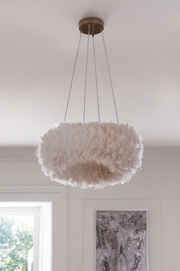 White Lipsy Feather Chandelier Ceiling Light