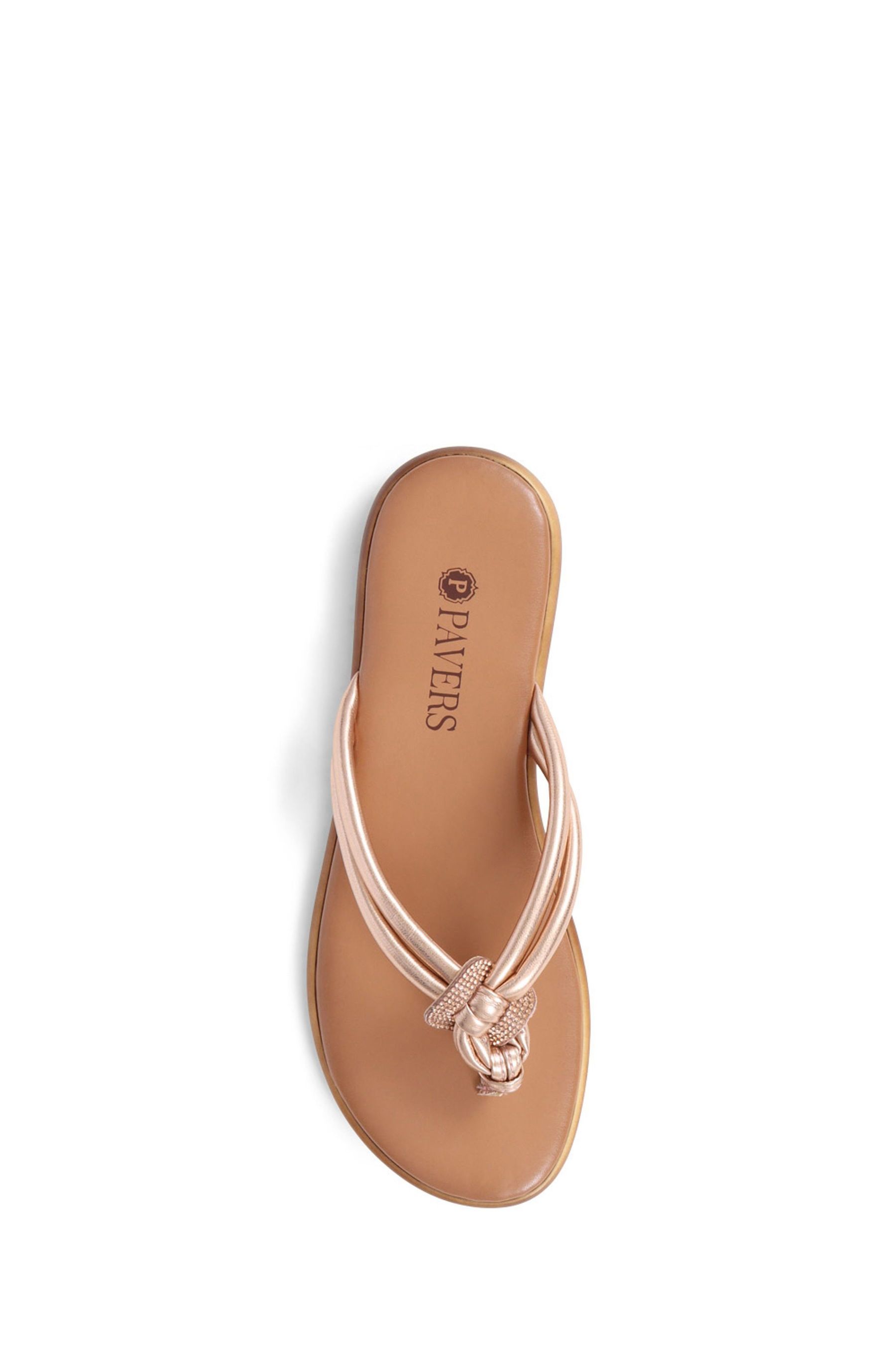 Pavers Gold Slip On Casual Toe Post Sandals