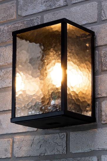 BHS Black Keb Wall Lantern Outdoor Light With Water Glass
