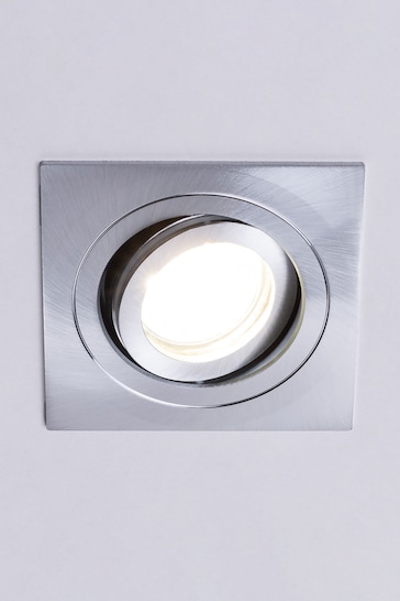 BHS Silver Cali Tiltable Indoor and Bathroom Square Downlight