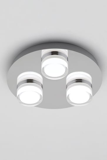 BHS Silver Amalfi 3 Plate LED Bathroom Ceiling Light