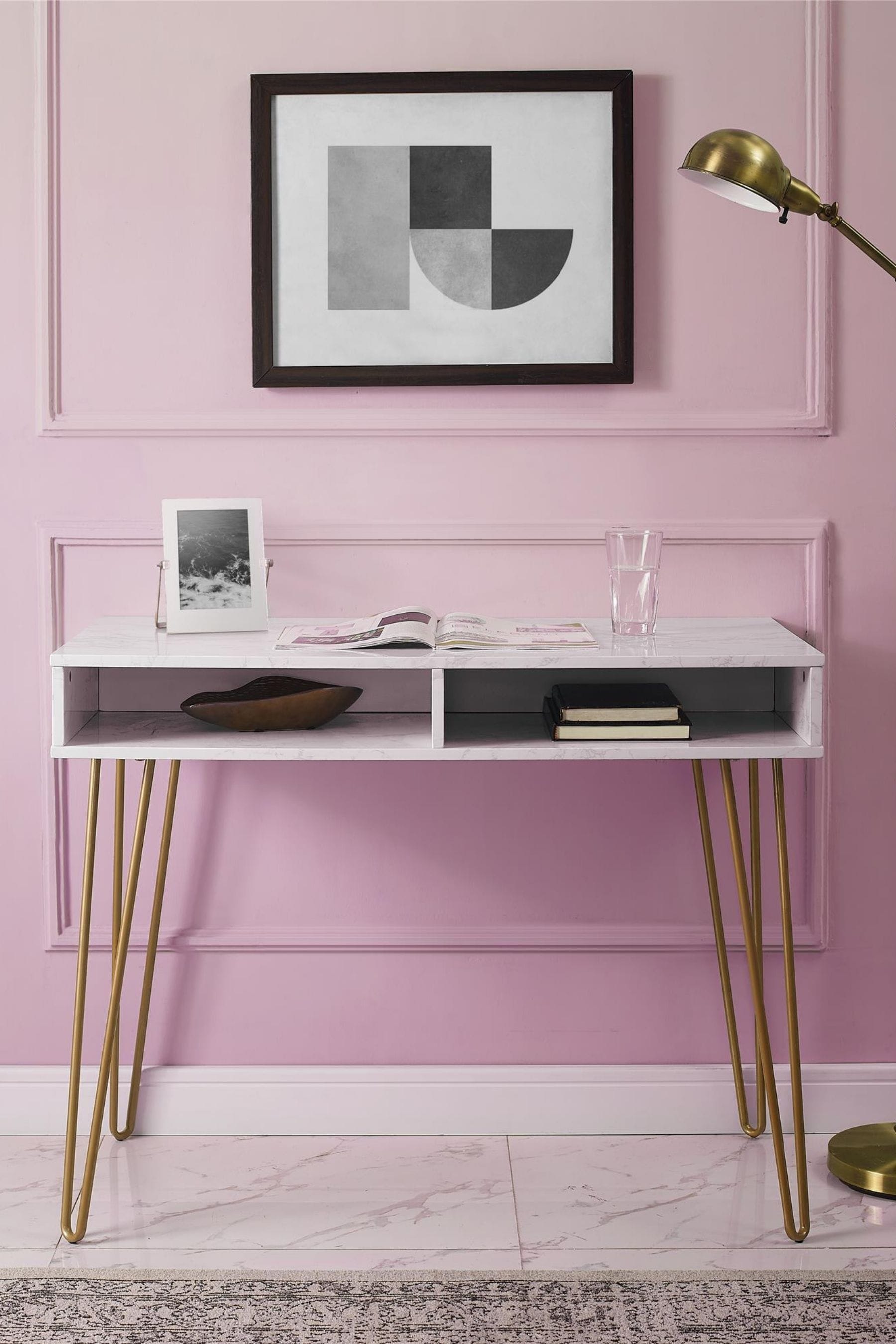 White and rose shop gold desk