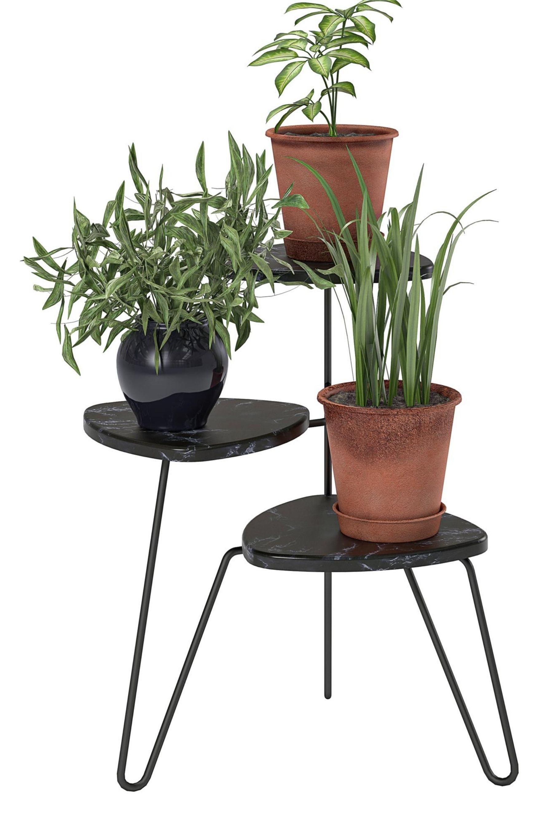 Novogratz Black Athena Marble Plant Stand