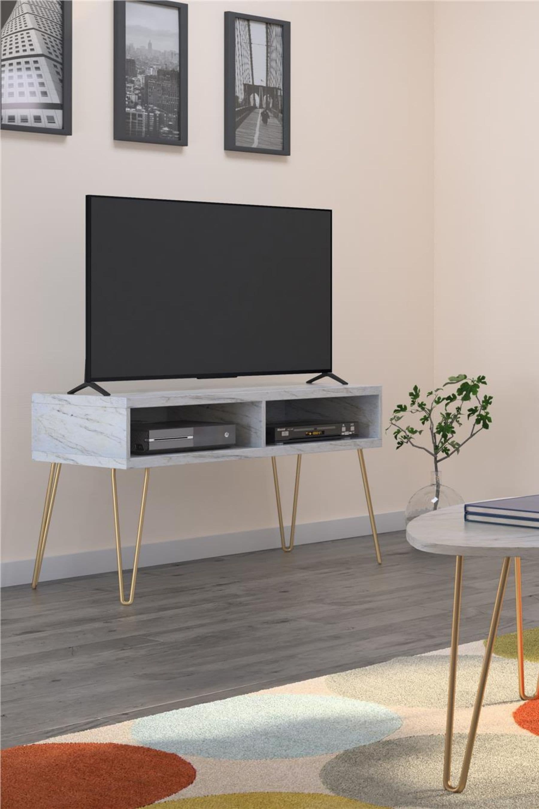White marble tv shop stand