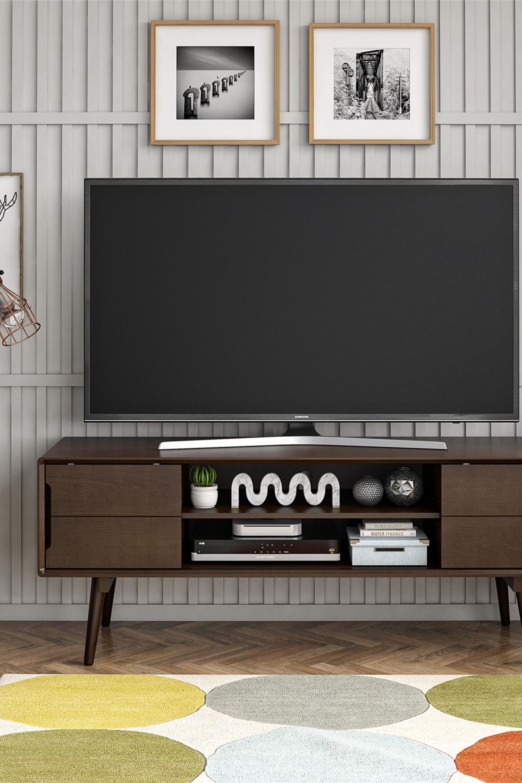 Walnut tv stand 55 shop inch