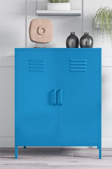 Novogratz Blue Cache 2 Door Metal Locker Storage Cabinet