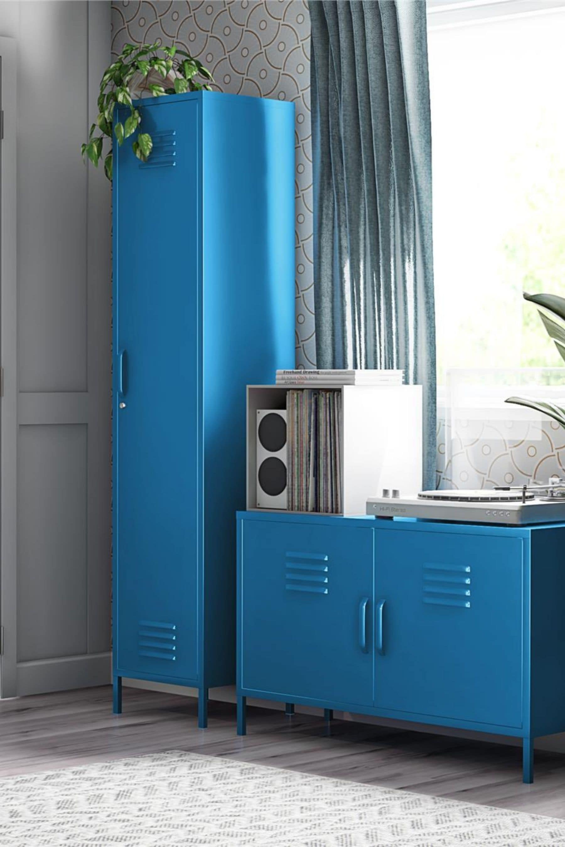Buy Novogratz Blue Cache Single Metal Locker Storage Cabinet from