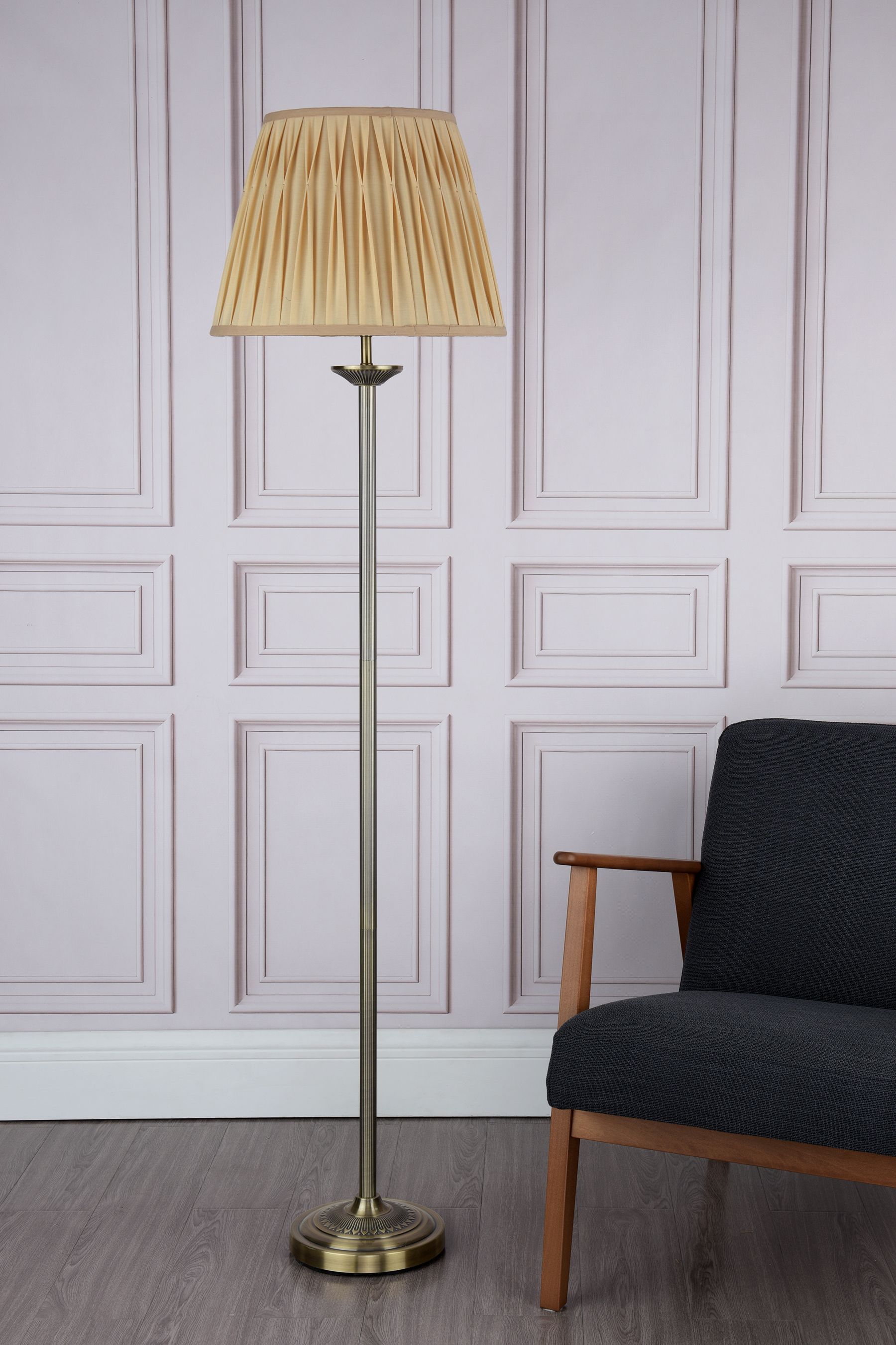 Dar Lighting Gold Hoxton Floor Lamp With Shade