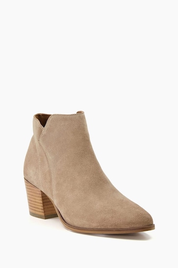 Dune London Cream Wide Fit Parlor Cropped Western Ankle Boots
