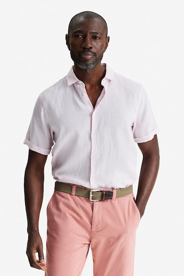 Oliver Sweeney Pink Eakring Linen Short Sleeved Shirt