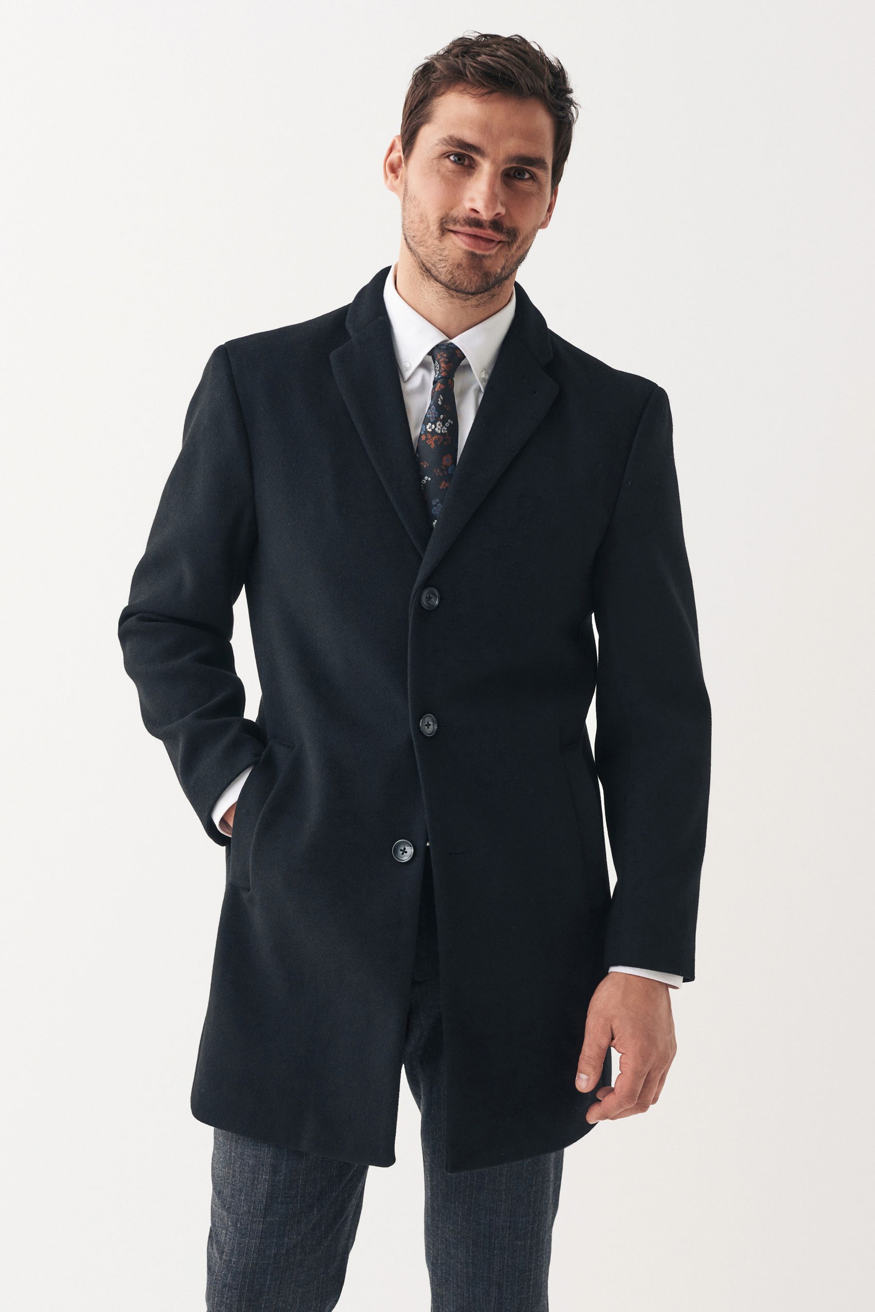 Buy Black Epsom Smart Overcoat from the Next UK online shop