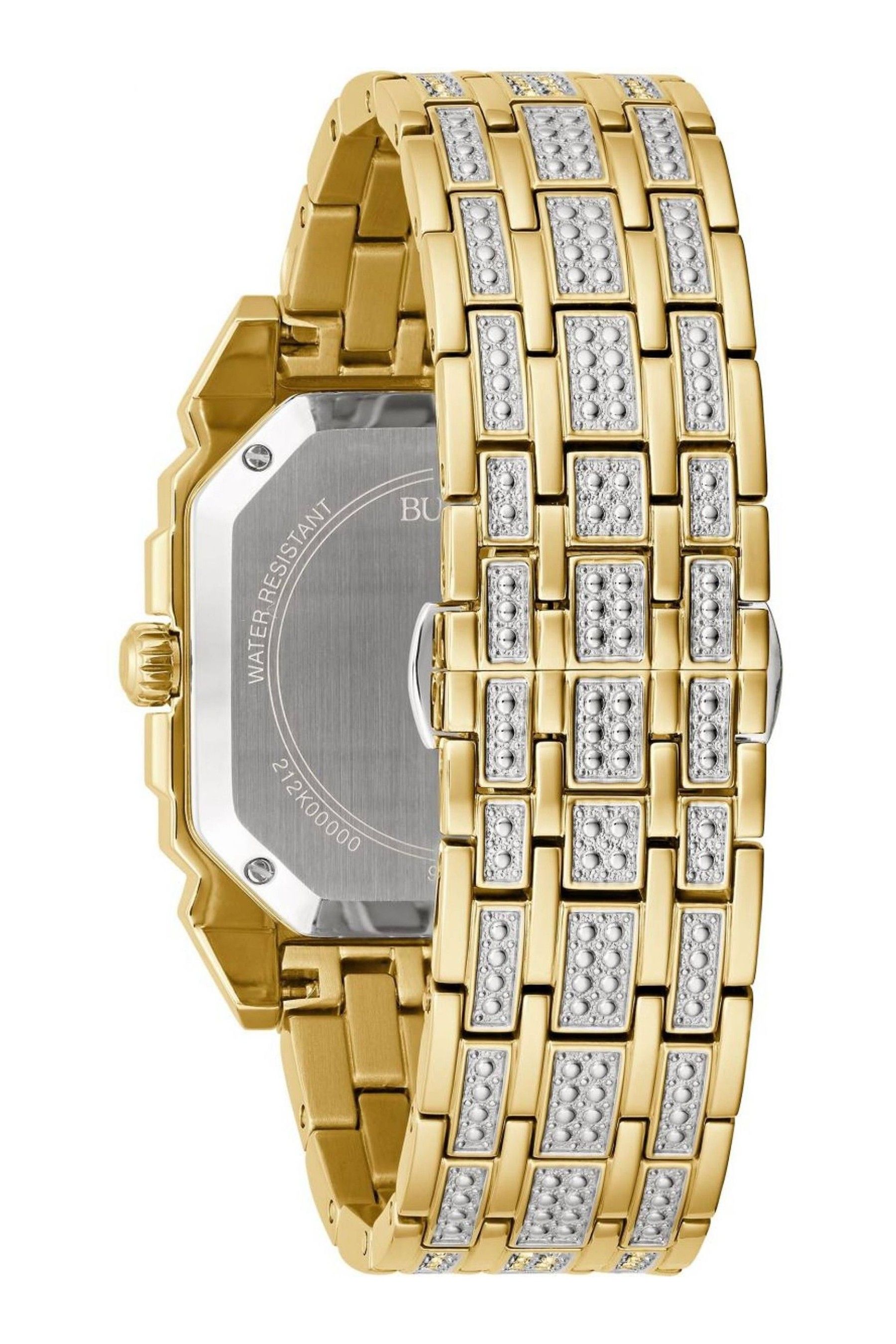 Bulova gold square watch hot sale