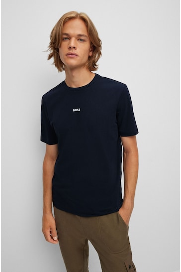 BOSS Dark Blue Relaxed Fit Central Logo T-Shirt