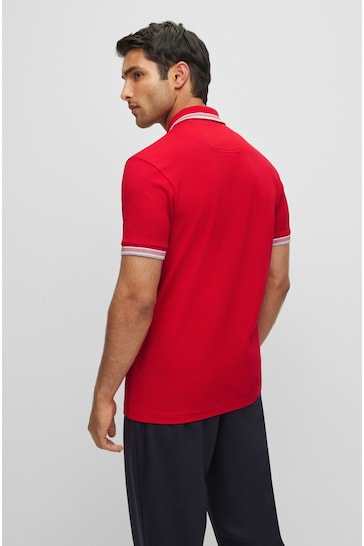BOSS Red/Grey Tipping Paddy Polo Shirt