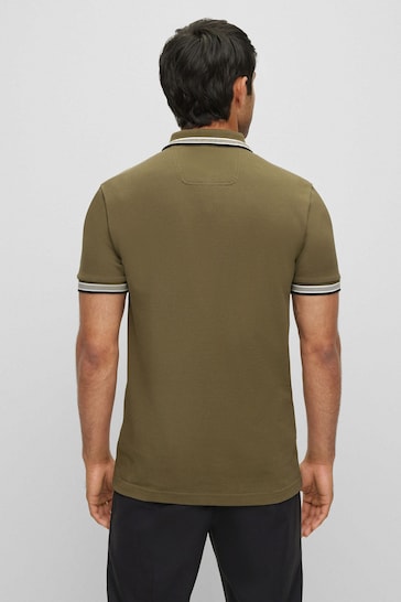 BOSS Olive Green/Black Tipping Paddy Polo Shirt