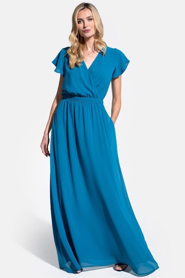 Buy Hot Squash Womens Teal Chiffon Wrap-Top Maxi Dress from the Next UK ...