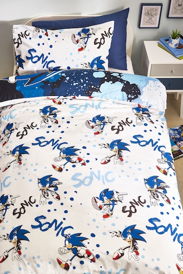 Sonic Blue Reversible 100% Cotton Duvet Cover And Pillowcase Set