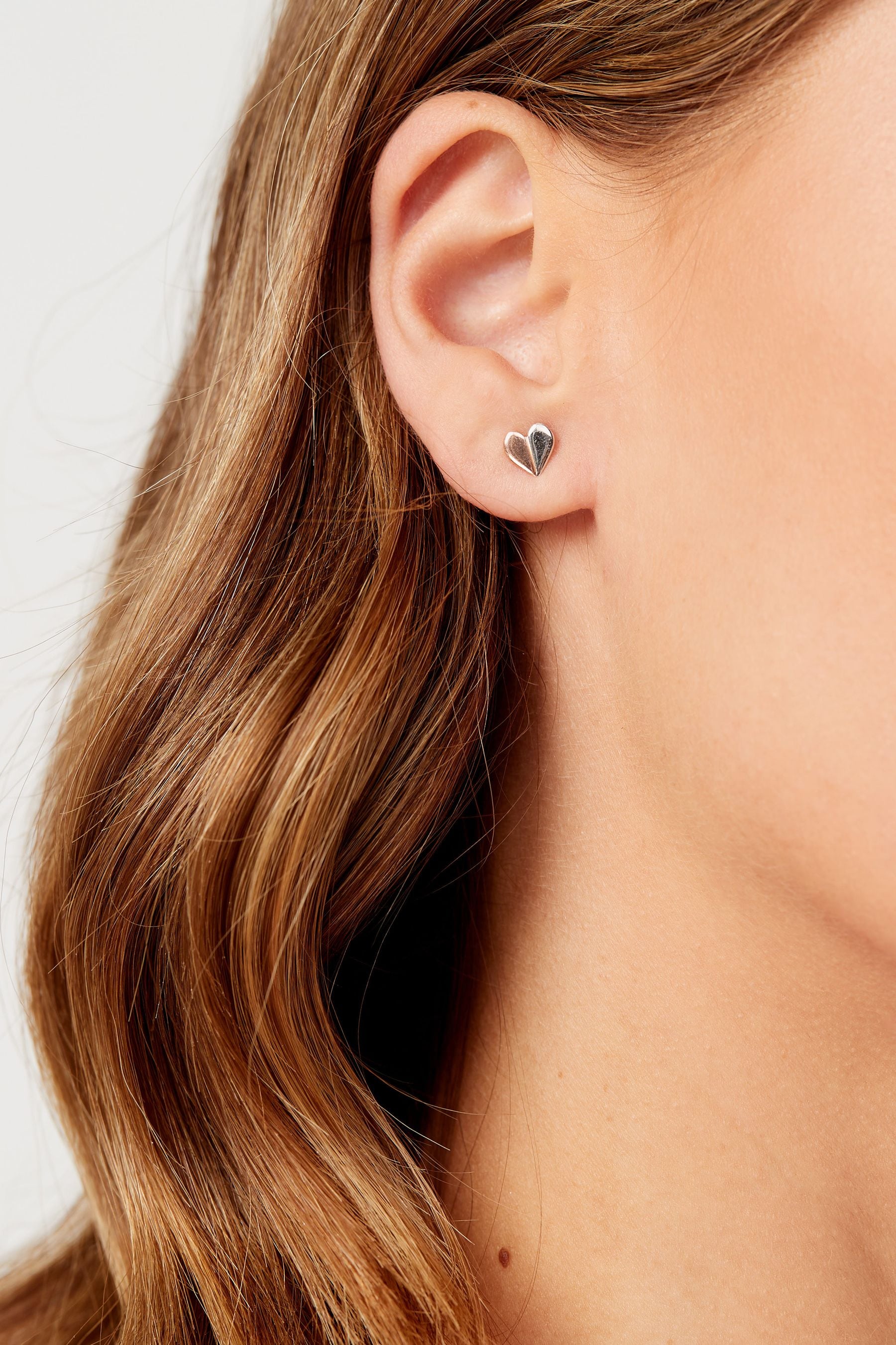 Buy Sterling Silver Rose Gold Plated Heart Stud Earrings from