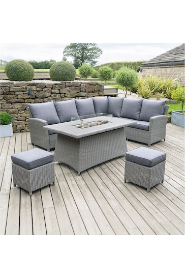 Pacific Slate Grey Slate Outdoor Barbados Corner Set With Firepit