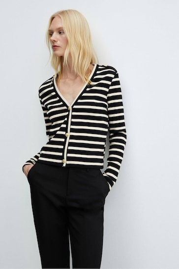 Mango Striped Cardigan With Buttons
