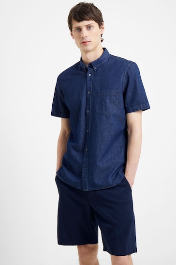 Buy French Connection Denim Short Sleeve Navy Shirt from the Next UK ...