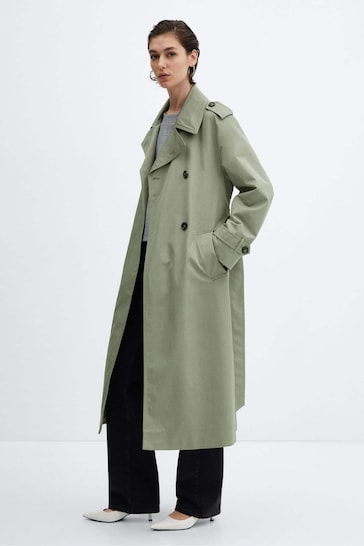 Mango Double-Button Trench Coat