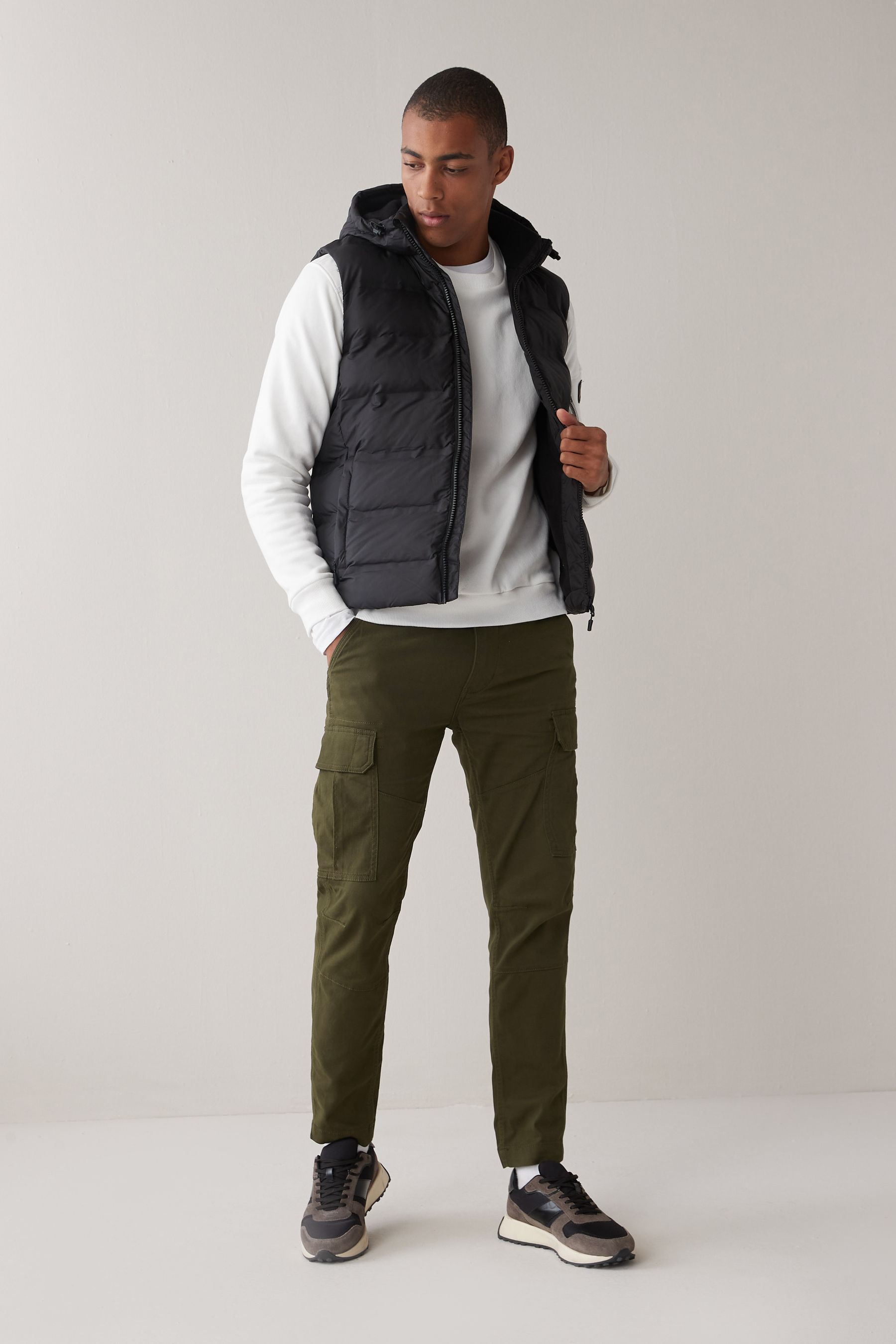 Slim green cargo pants online