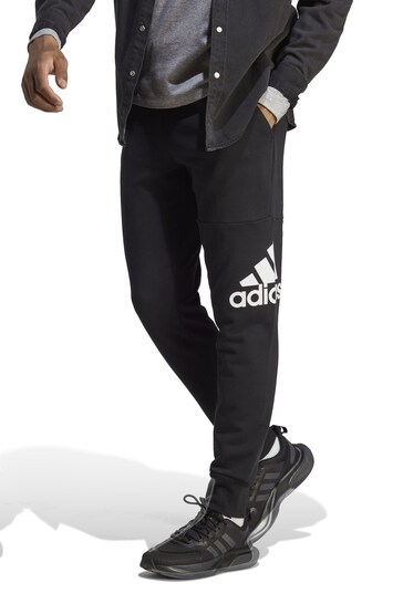 adidas Black Essentials French Terry Tapered Cuff Logo Joggers