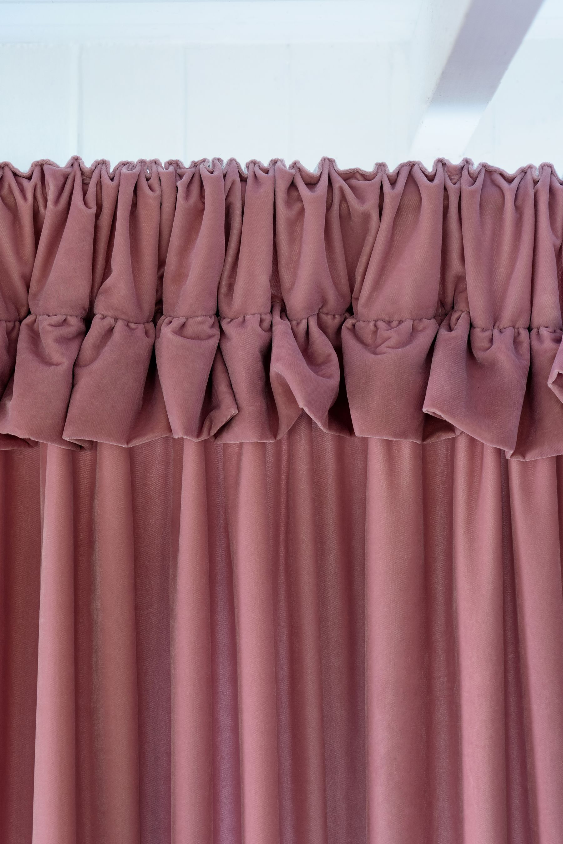 Shabby Chic by Rachel Ashwell Pink Pencil Pleat Velvet Ruffle Lined Curtains