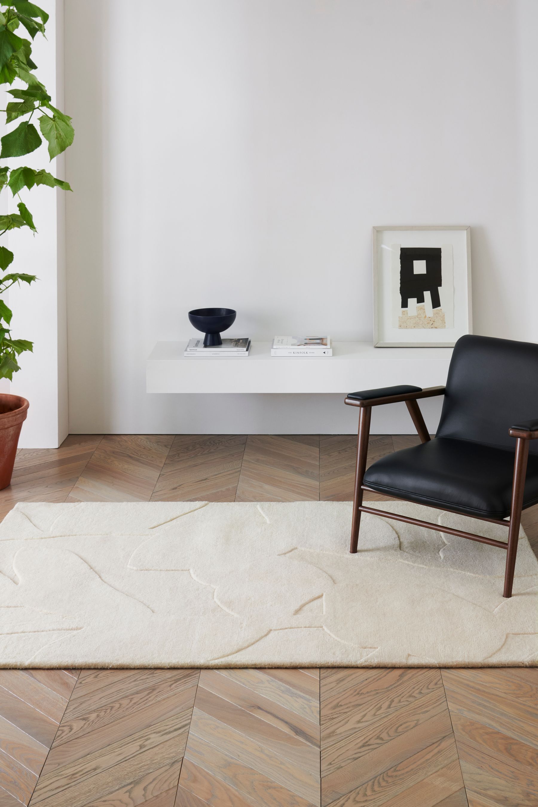 Buy Jasper Conran London Natural Floral Leaf Wool Rug from the