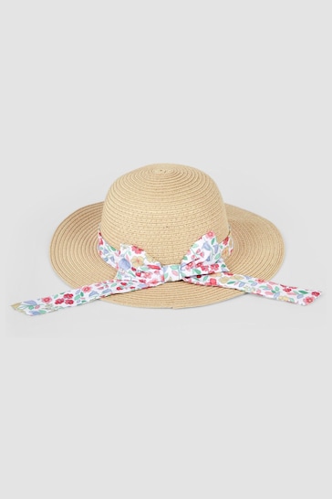 JoJo Maman Bébé Neutral Floral Straw Hat