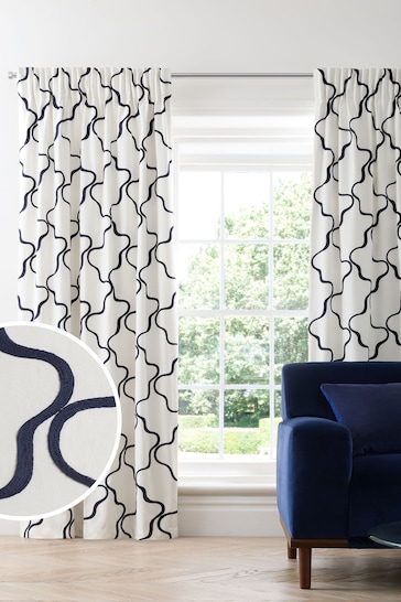 Conran Pleat Wiggle Embroidered Curtains from the Next UK online shop