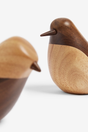 Brown Artisan Wooden Bird Ornament