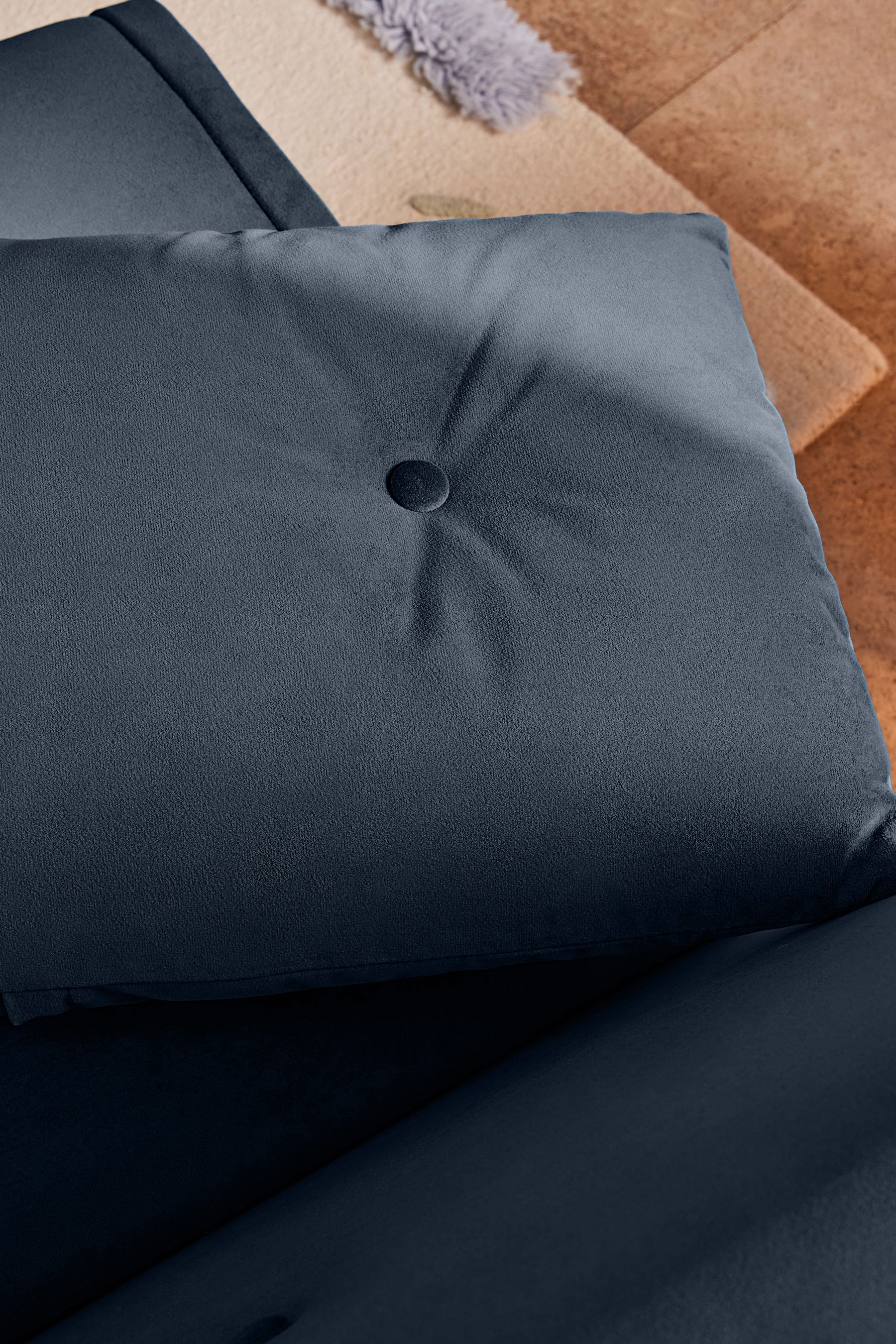 MADE.COM Smooth Velvet Sapphire Blue Haru Large Sofa Bed