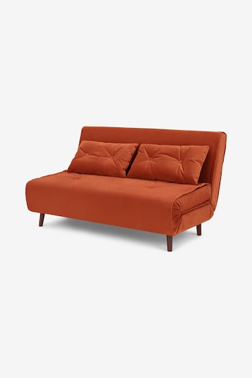 MADE.COM Smooth Velvet Tan Orange Haru Small Sofa Bed