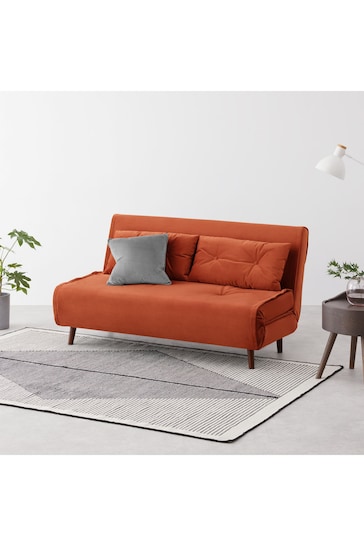 MADE.COM Smooth Velvet Tan Orange Haru Small Sofa Bed