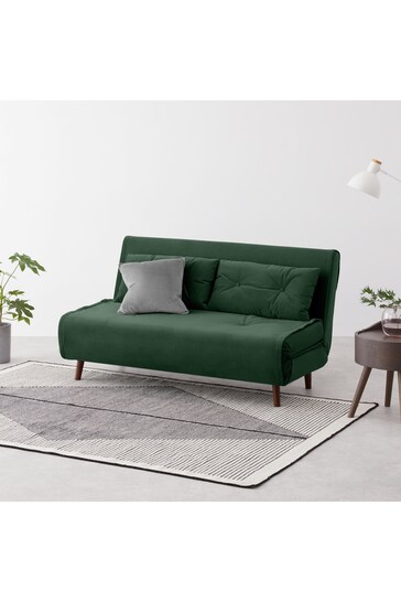 MADE.COM Smooth Velvet Moss Green Haru Large Sofa Bed