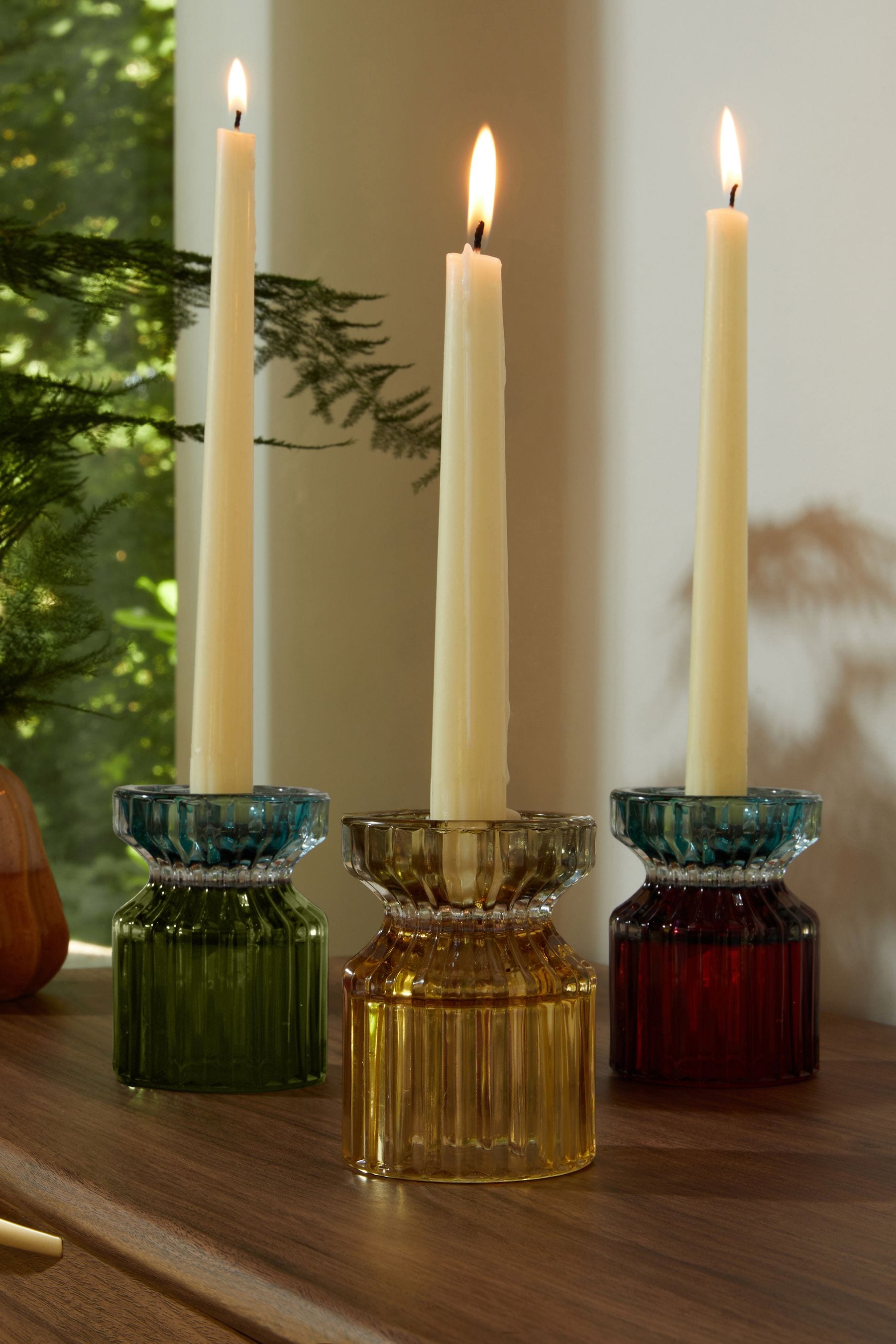 Long glass candle holders deals