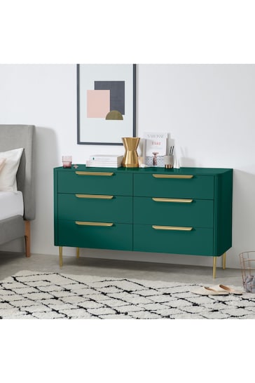 MADE.COM Green Ebro 6 Drawer Chest of Drawers