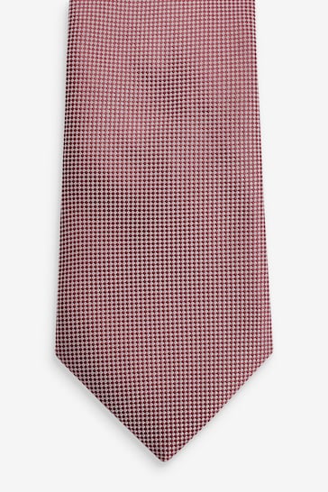 Pink Geometric Slim Tie And Pocket Square Set