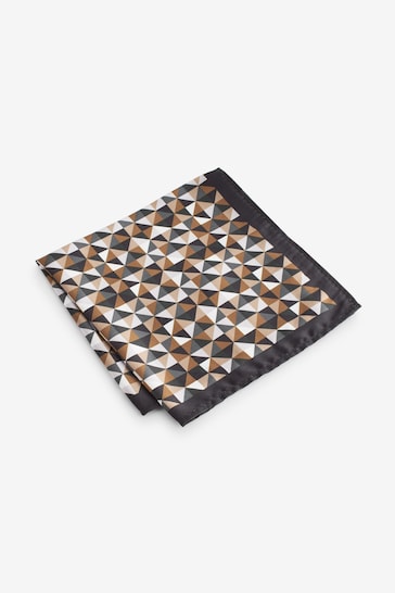 Forest Green Geometric Slim Tie And Pocket Square Set