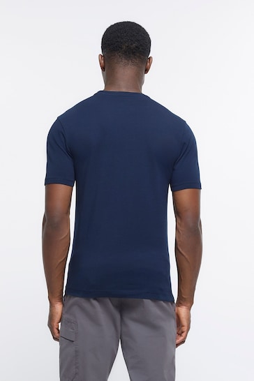 River Island Navy Blue Muscle Fit T-Shirt