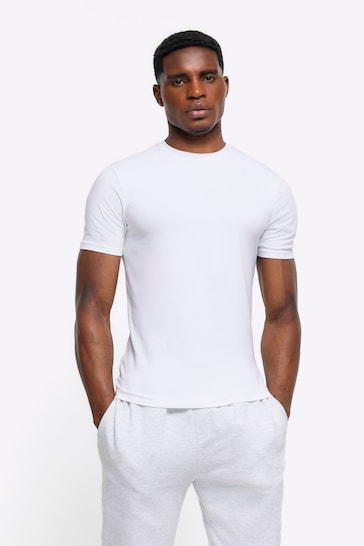 River Island White Muscle Fit T-Shirt