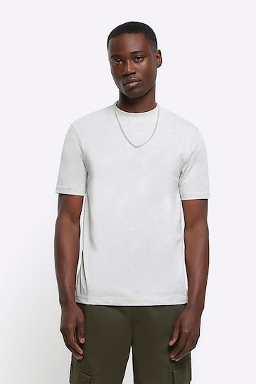 River Island Grey Slim Fit T-Shirt