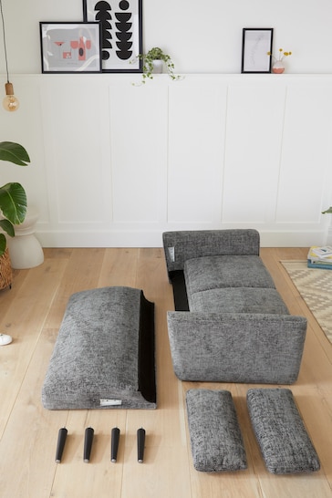 Chunky Chenille Dark Grey Mila Compact 2 Seater Sofa In A Box