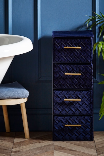 Navy Blue Velvet Storage Drawers