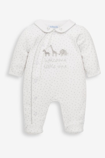 JoJo Maman Bébé White Personalised Welcome Little One Sleepsuit