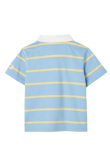 Joules Ozzy Blue Jersey Woven Collar Polo Shirt